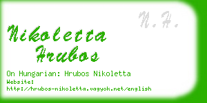 nikoletta hrubos business card